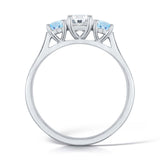 Aquamarine & 0.50ct Diamond Inverse Three Stone Platinum Engagement Ring