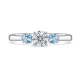 Aquamarine & 0.50ct Diamond Inverse Three Stone Platinum Engagement Ring