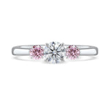 Pink Sapphire & 0.50ct Diamond Inverse Three Stone Platinum Engagement Ring