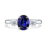 2.00ct Oval Sapphire & Diamond Three Stone Platinum Ring