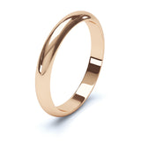 3mm Polished D Shape Profile Wedding Band