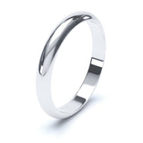 3mm Polished D Shape Profile Wedding Band