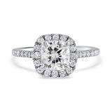 Platinum 1.50ct Cushion Cut Diamond Halo Engagement Ring