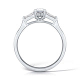 Platinum 0.70ct Round Brilliant Cut Diamond Tapered Baguette Engagement Ring