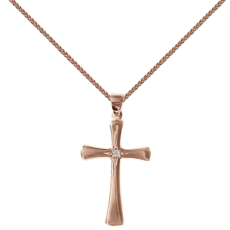 Vintage Diamond Set 18ct Rose Gold Cross Pendant