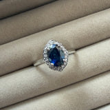 Platinum 1.20ct Oval Blue Sapphire Diamond Vintage Cluster Ring