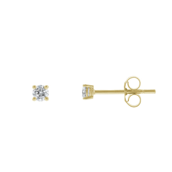 18ct Yellow Gold 0.25ct Round Brilliant Cut Diamond Stud Earrings Side 