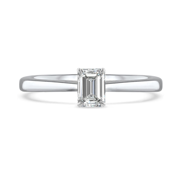 Platinum 0.45ct Emerald Cut Diamond Solitaire Engagement Ring