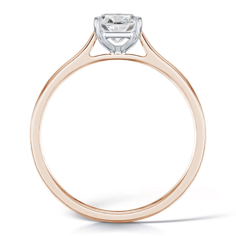 18ct Rose Gold 0.50ct Cushion Cut Diamond Solitaire Engagement Ring