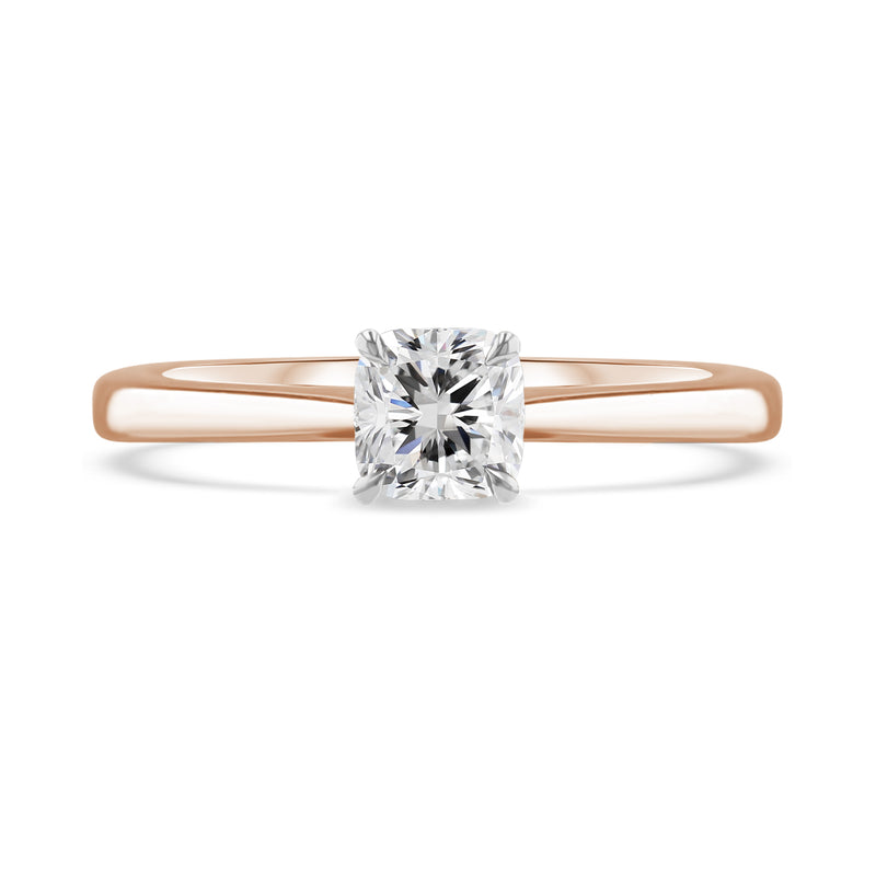 18ct Rose Gold 0.50ct Cushion Cut Diamond Solitaire Engagement Ring