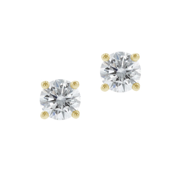 0.50ct Round Brilliant Cut Diamond Stud Earrings - 18ct Yellow Gold
