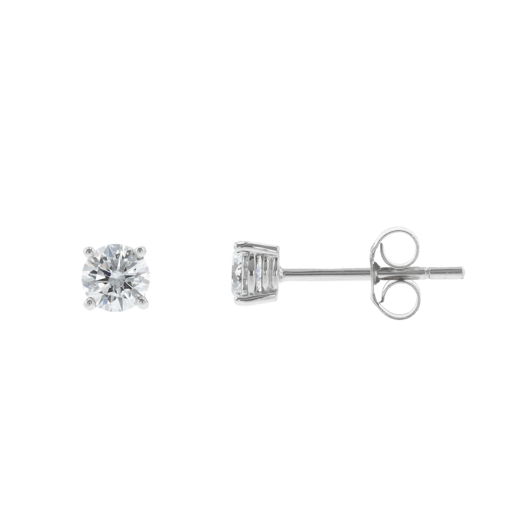 0.70ct Round Brilliant Cut Diamond Stud Earrings - 18ct White Gold ...