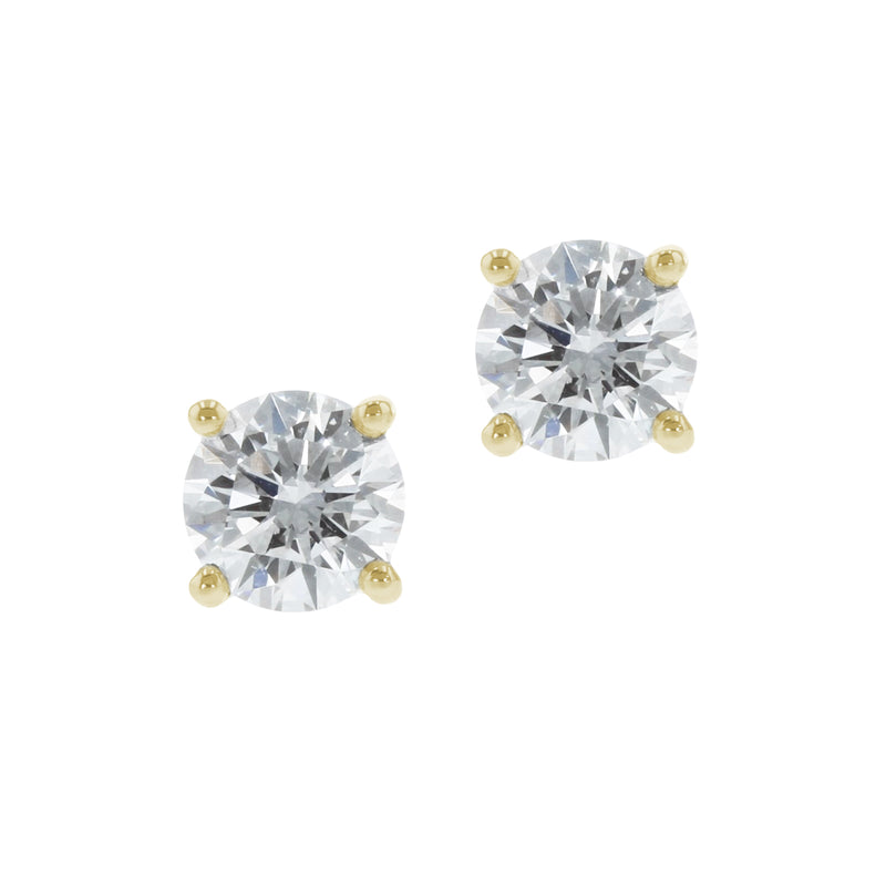 0.70ct Round Brilliant Cut Diamond Stud Earrings - 18ct Yellow Gold