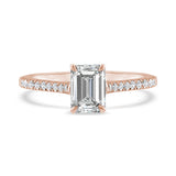 18ct Rose Gold 0.70ct Emerald Cut Diamond Shoulder Engagement Ring