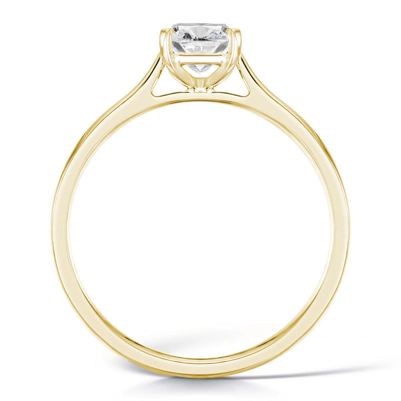18ct Yellow Gold 0.75ct Cushion Cut Diamond Solitaire Engagement Ring