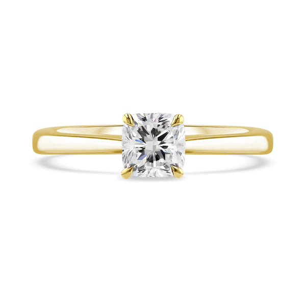 18ct Yellow Gold 0.75ct Cushion Cut Diamond Solitaire Engagement Ring