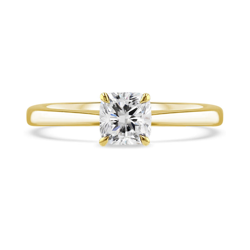 18ct Yellow Gold 0.75ct Cushion Cut Diamond Solitaire Engagement Ring