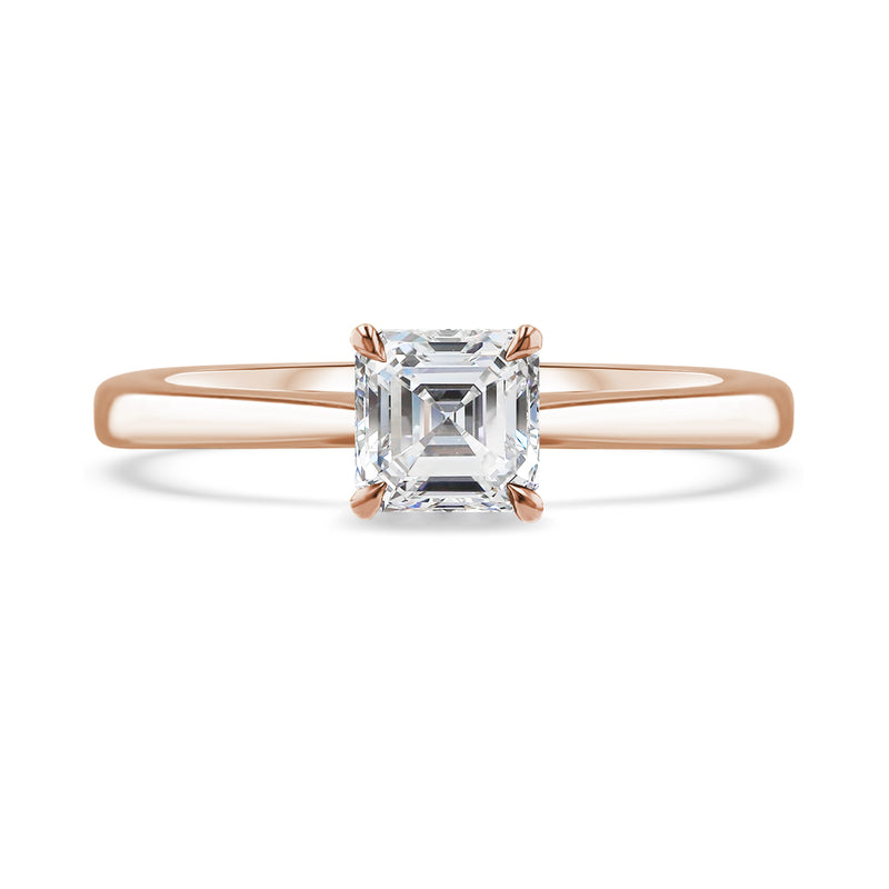 1.00ct Asscher Cut Diamond Solitaire Rose Gold Engagement Ring