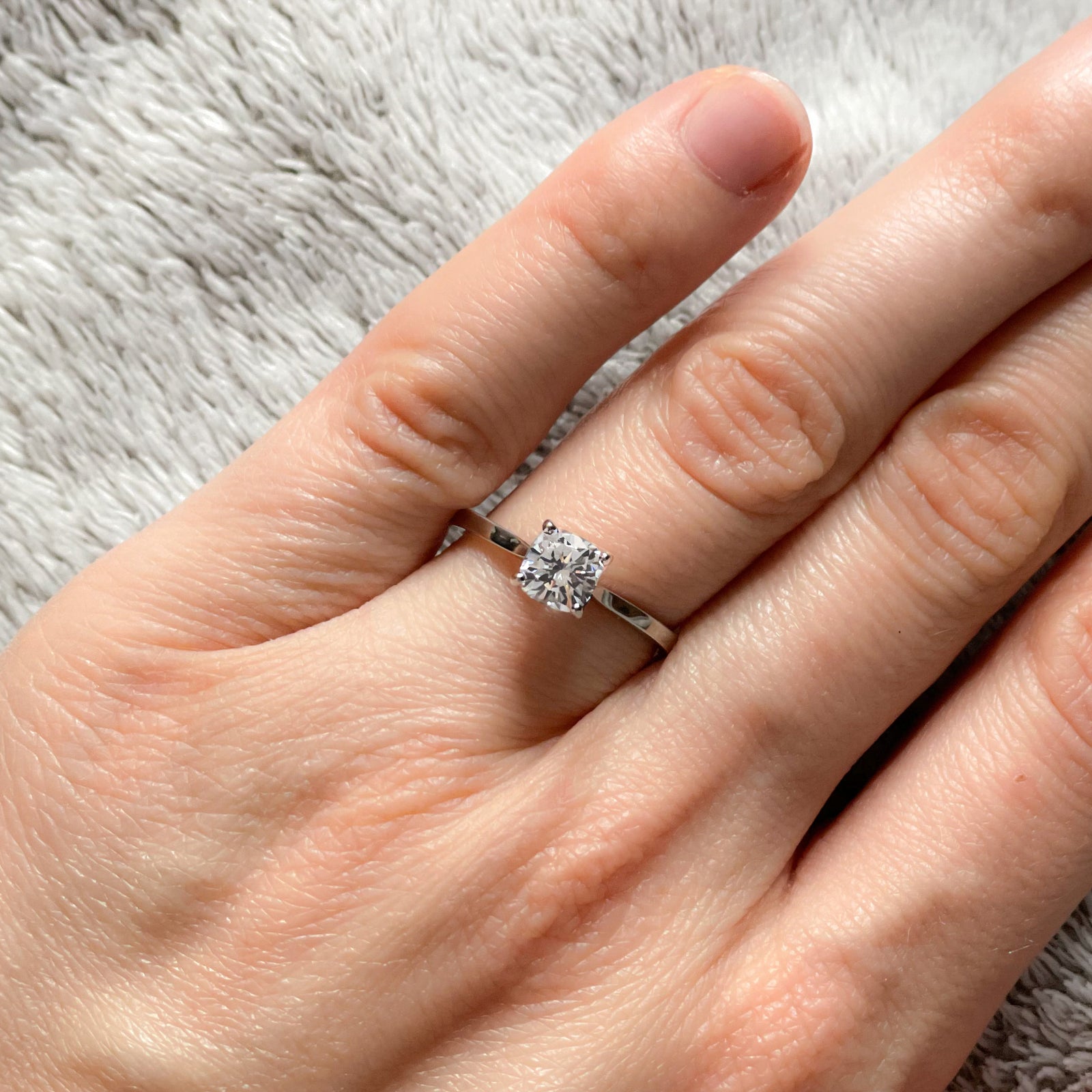 Platinum Cushion Cut Diamond Solitaire Engagement Ring