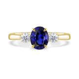 1.00ct Oval Sapphire & Diamond 18ct Yellow Gold Three Stone Engagement Ring