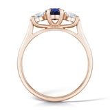 1.50ct Oval Sapphire & Diamond Three Stone 18ct Rose Gold Engagement Ring