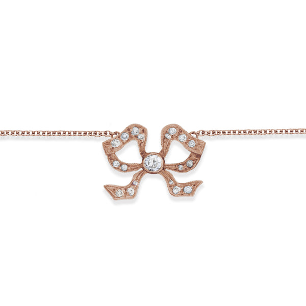 Florence 18ct Rose Gold Diamond Set Bow Bracelet