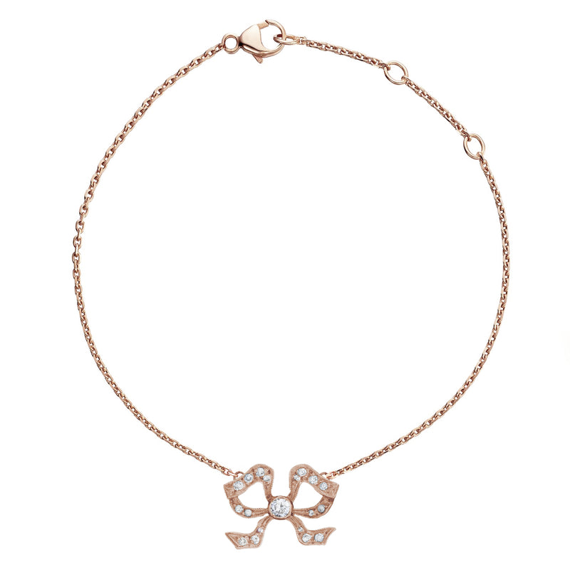 Florence 18ct Rose Gold Diamond Set Bow Bracelet