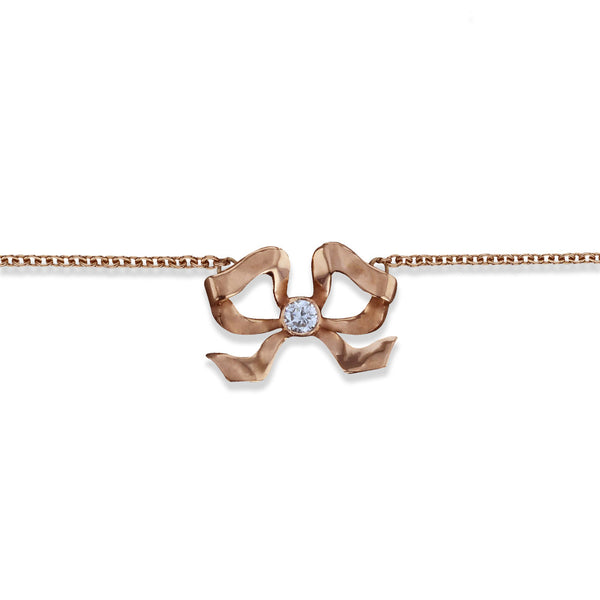 Florence 18ct Rose Gold Diamond Bow Bracelet