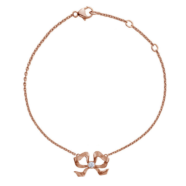 Florence 18ct Rose Gold Diamond Bow Bracelet