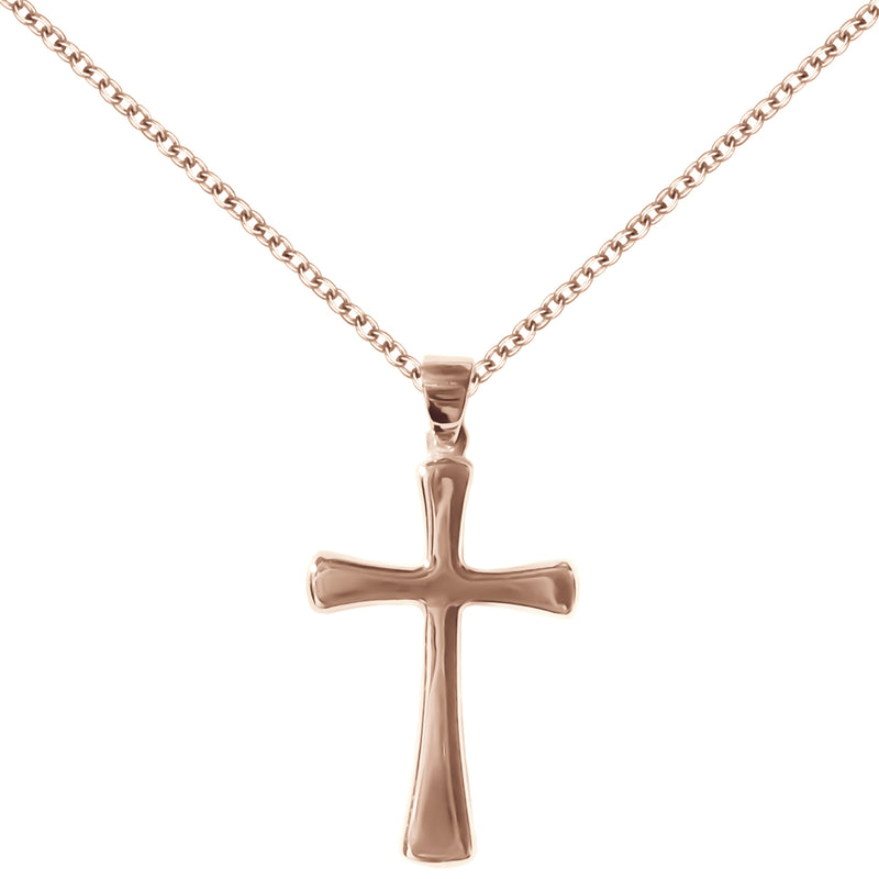 18ct Rose Gold Solid Cross Pendant