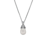 18ct White Gold Rose Diamond & Pearl Necklace