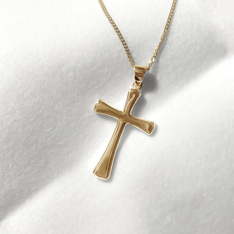 Genuine 18ct 18kt 750 Yellow Gold Byzantine Cross + 55cm Necklace -Fre –  Kaedesigns Jewellery