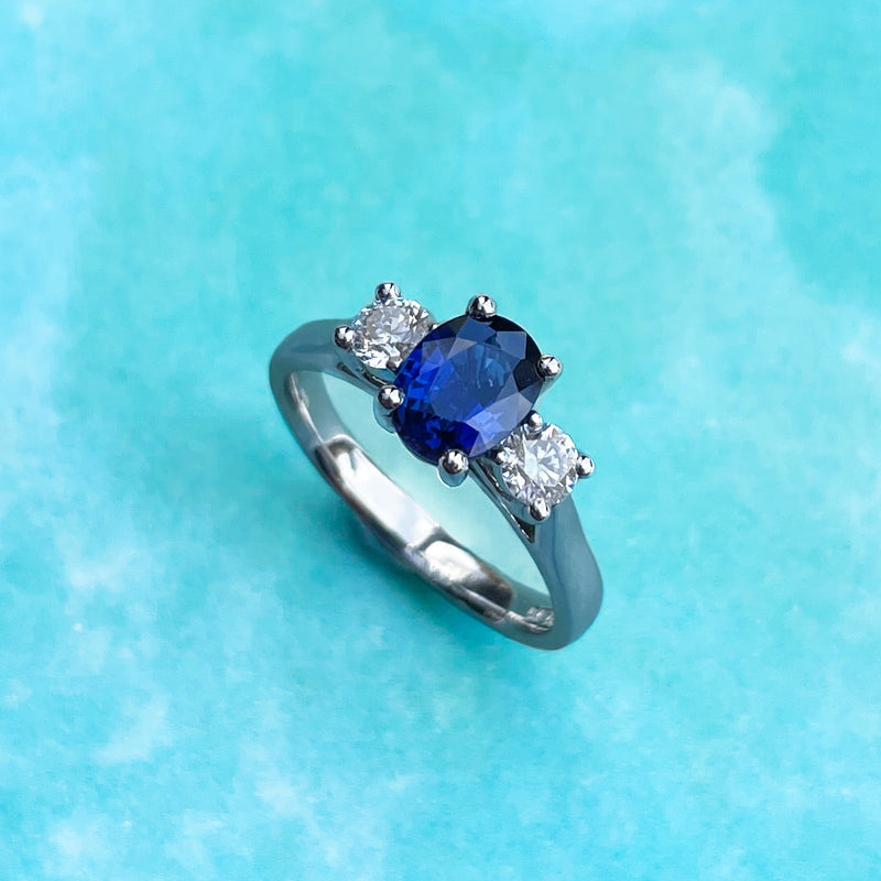 Spark Creations Three-stone Sapphire & Diamond Ring | R 5758-S - Seattle  Diamonds