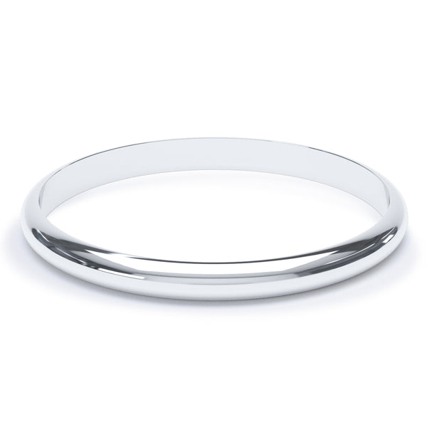 2mm Polished D Shape Profile Wedding Band