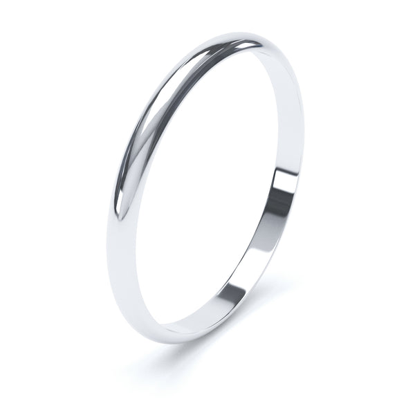 2.5mm Polished D Shape Profile Wedding Band