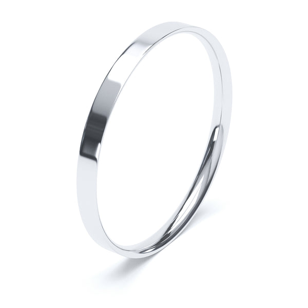 2.5mm Polished Flat Court Profile Wedding Band