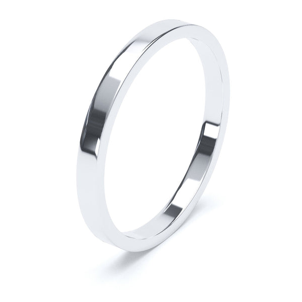 2mm Polished Flat Profile Wedding Band