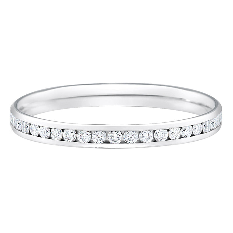 18ct White Gold 2mm Channel Set Diamond Set Wedding Band