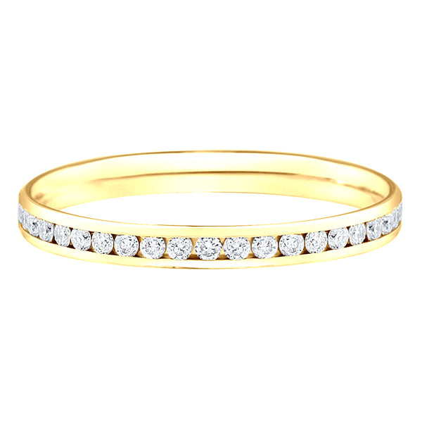 2mm Half Channel Set Diamond 18ct Yellow Gold Wedding Band