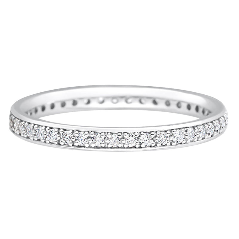 Platinum 2mm Grain Set Diamond Set Wedding Band