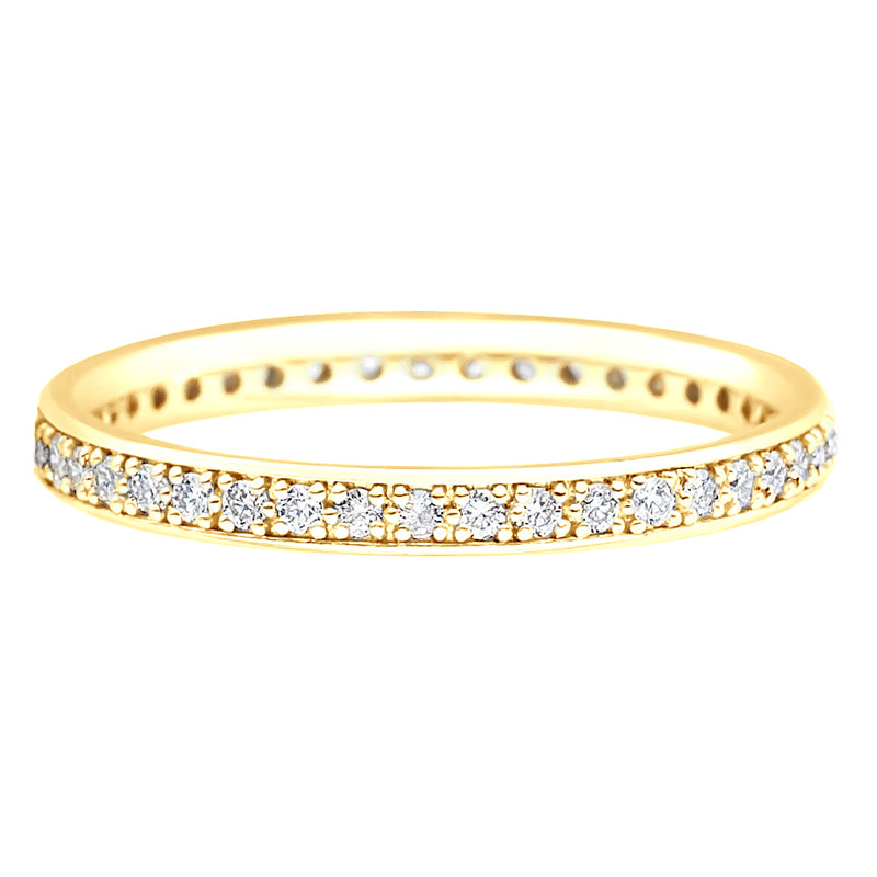 18ct Yellow Gold 2mm Grain Set Diamond Set Wedding Band