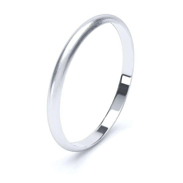 2mm Matt Finish D Shape Profile Wedding Band