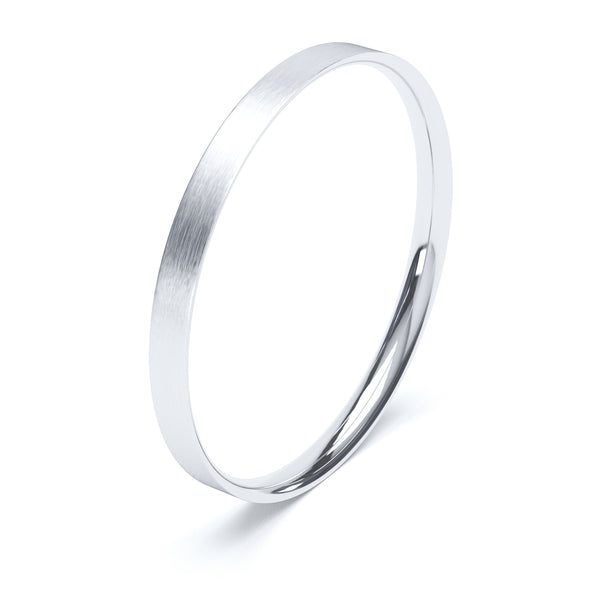 2.5mm Matt Finish Flat Court Profile Wedding Band