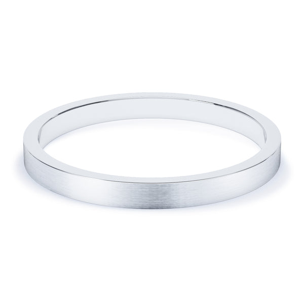 2mm Matt Finish Flat Profile Wedding Band