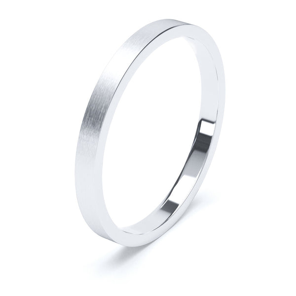 2.5mm Matt Finish Flat Profile Wedding Band