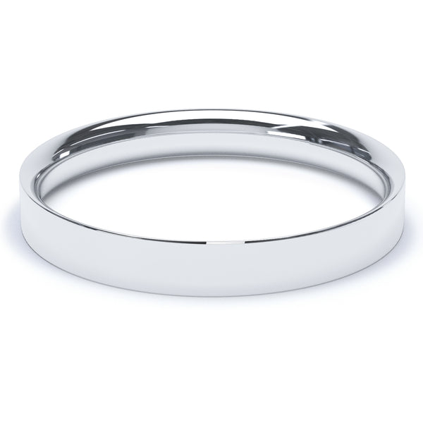 3mm Polished Flat Court Profile Wedding Band