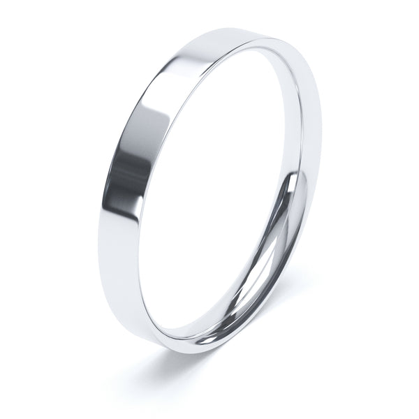 3mm Polished Flat Court Profile Wedding Band