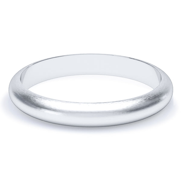 3mm Matt Finish D Shape Profile Wedding Band