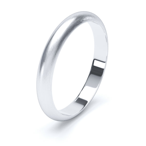 3mm Matt Finish D Shape Profile Wedding Band