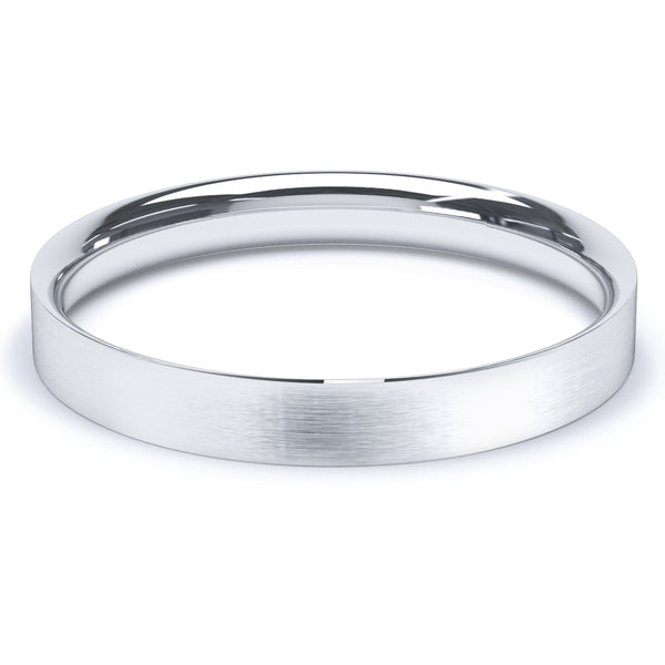 3mm Matt Finish Flat Court Profile Wedding Band